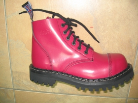 Kožené topánky Steadys, 6.dierkové, ružové s prešívanou oceľovou špičkou